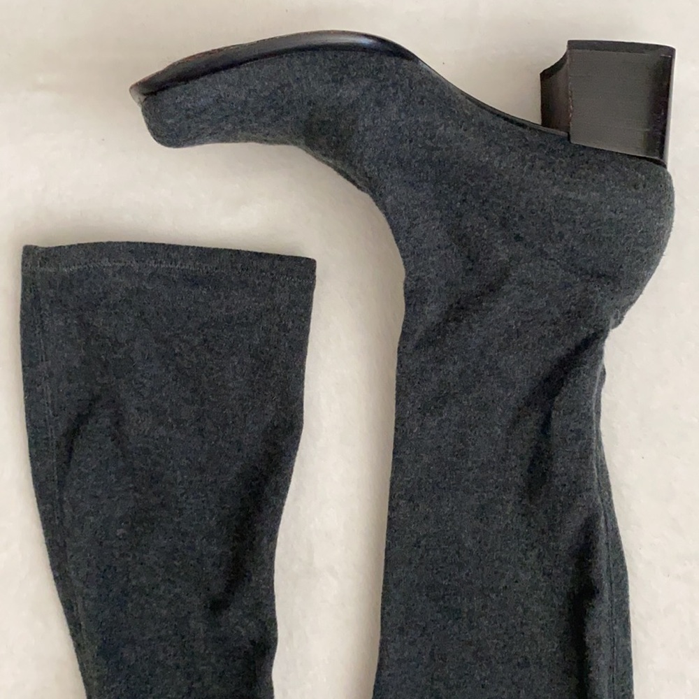 {VTG} Sesto Meucci | Pull On Chunky Heel Square Toe Stretch Sock Boots Gray (8) - Picture 5 of 15
